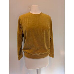 Aerie Mustard Yellow Velour Sweatshirt XS Cozy Good Vibes